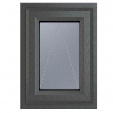 Crystal uPVC Window 7016 external White Internal A Rated Top Opener - Grey with Obscure Glazing
