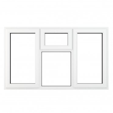 Crystal uPVC Window A Rated Left and Right Hand Side Hung Top Opener Over a Fixed Light Centre - White with Clear Glazing
