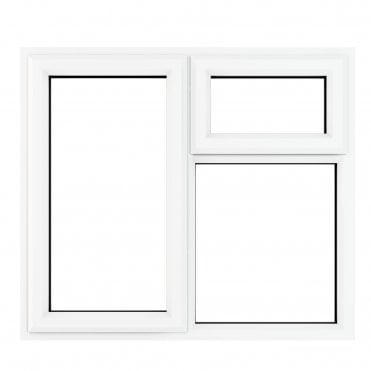 Crystal uPVC Window A Rated Left Hand Side Hung Next to a Top Opener Over a Fixed Light - White with Clear Glazing