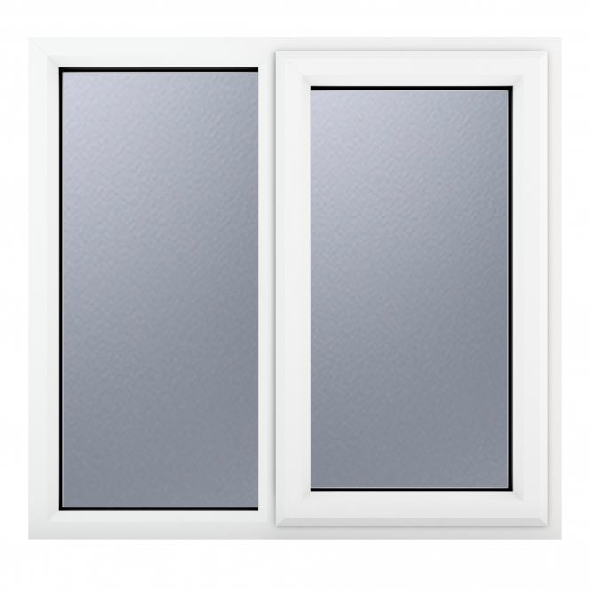 Crystal uPVC Window A Rated Right Hand Side Hung Next to a Fixed Light - White with Obscure Glazing