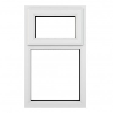 Crystal uPVC Window A Rated Top Hung Opener Over Fixed Light - White with Clear Glazing