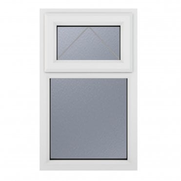 Crystal uPVC Window A Rated Top Hung Opener Over Fixed Light - White with Obscure Glazing