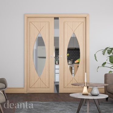 Amalfi Pre-Finished Oak 1 Lite Clear Glass Door