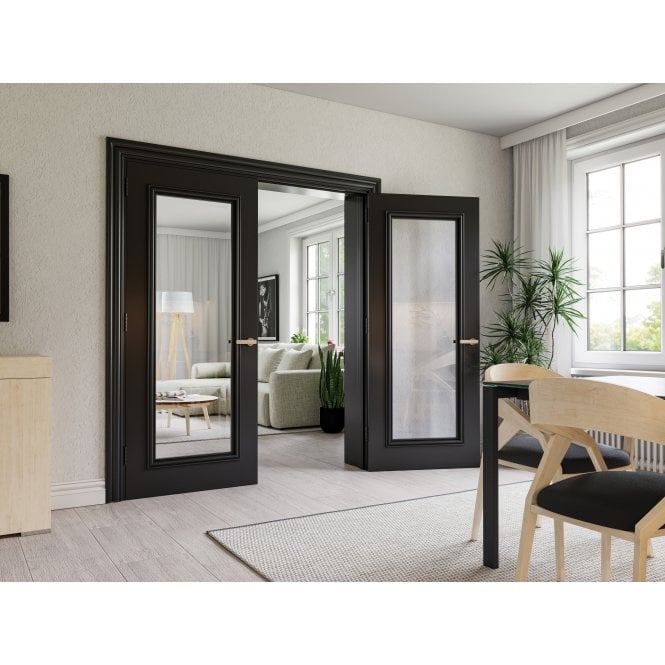 Deanta Blenheim Black Prefinished Bevelled Glaze Door