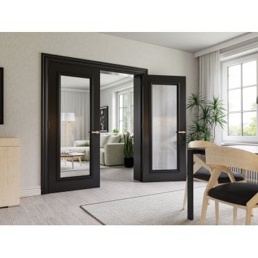 Blenheim Black Prefinished Bevelled Glaze Door