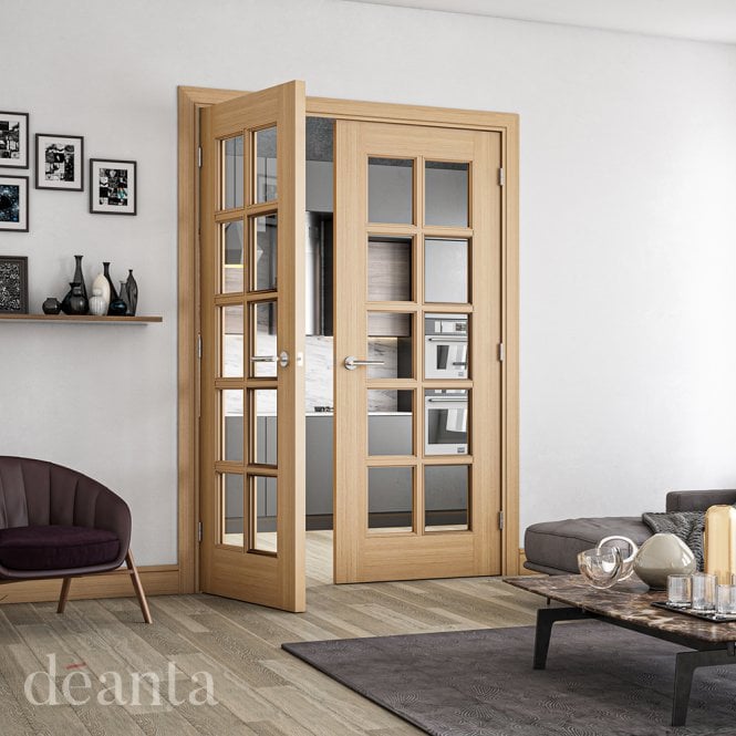 Deanta Bristol Unfinished Oak 10 Lite Bevelled Clear Glaze Door