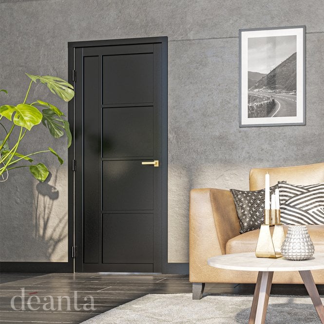 Deanta Brixton Black Prefinished Door