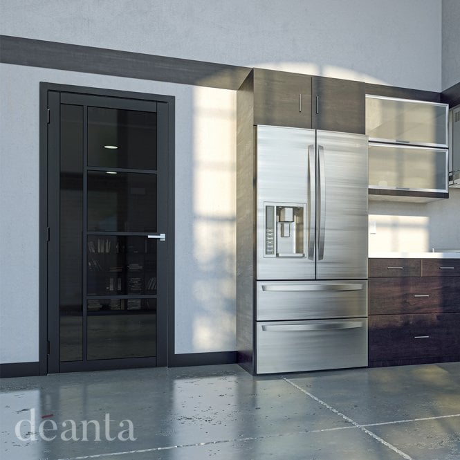 Deanta Brixton Black Prefinished Tinted Glaze Door