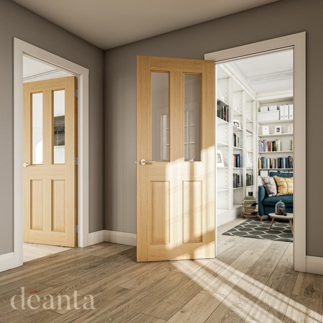 Deanta Bury Pre-Finished Oak 2 Lite Clear Glaze Door