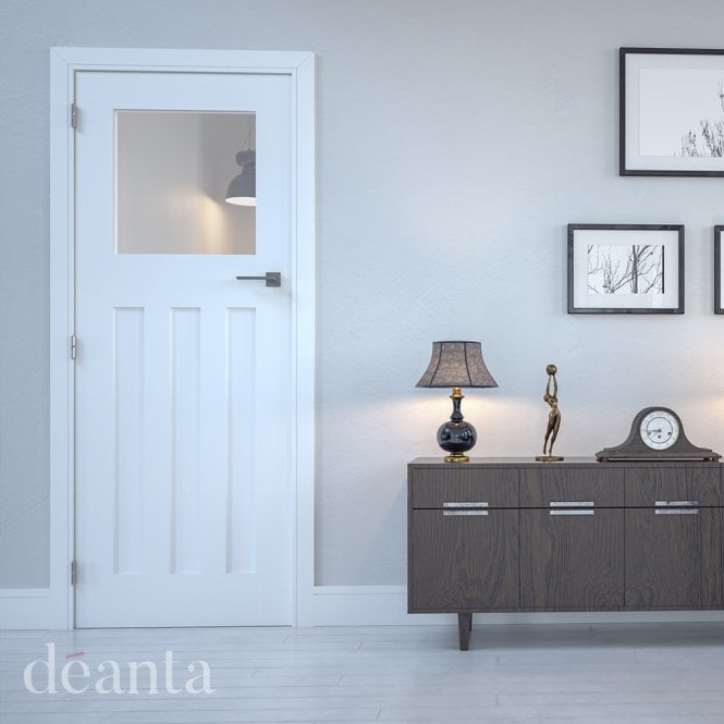 Deanta Cambridge White Primed 1 Lite Glazed Door