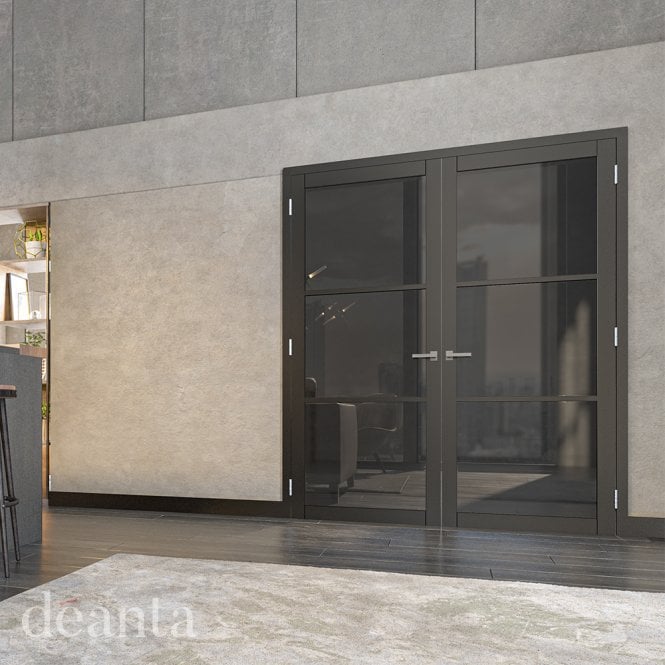 Deanta Camden Black Prefinished Tinted Glaze Door