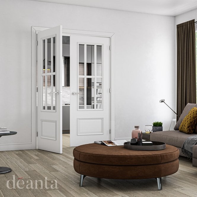 Deanta Canterbury White Primed Bevelled Glaze Door