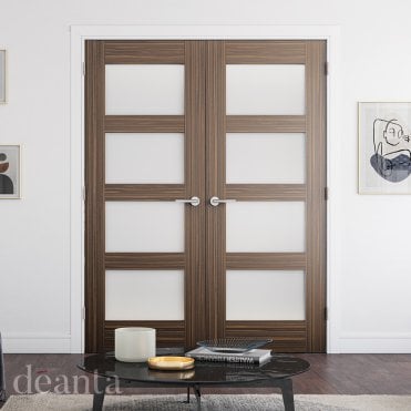 Coventry Prefinished Internal Walnut Door with Obscure Glass