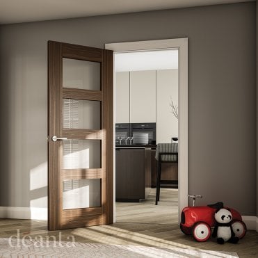 Coventry Prefinished Walnut 4 Lite Clear Glaze Door