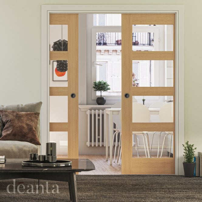 Deanta Coventry Unfinished Oak 4 Lite Clear Glaze Door