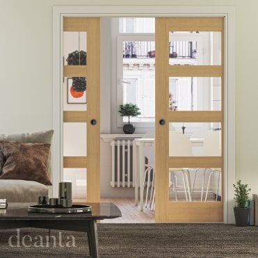 Coventry Unfinished Oak 4 Lite Clear Glaze Door