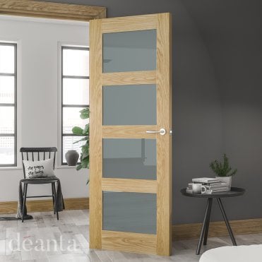 Coventry Unfinished Oak 4 Lite Frosted Glaze Door