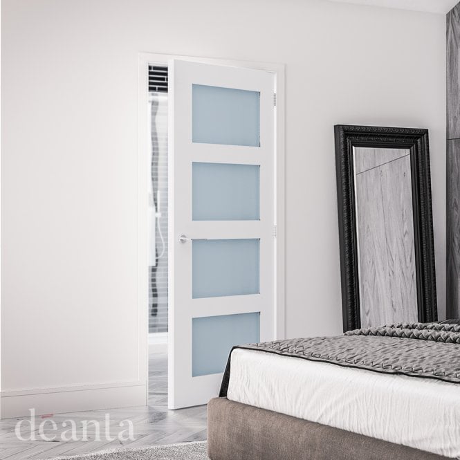 Deanta Coventry White Primed Obscure Glaze Door