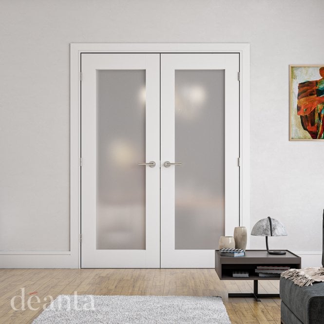 Deanta Denver White Primed Obscure Glaze Door