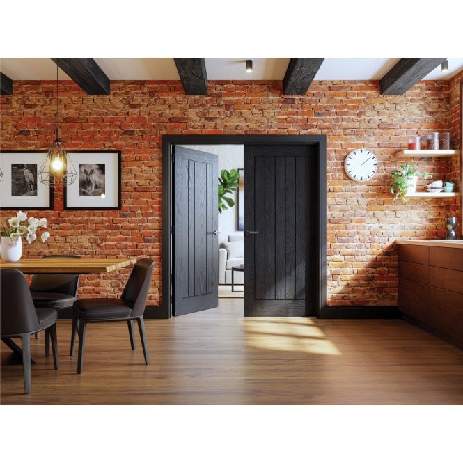 Deanta Ely Brushed Black Oak Door