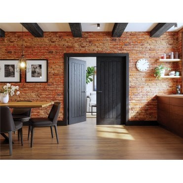 Ely Brushed Black Oak Door