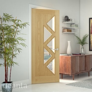 Ely Prefinished Oak Glazed 5 Lite Door