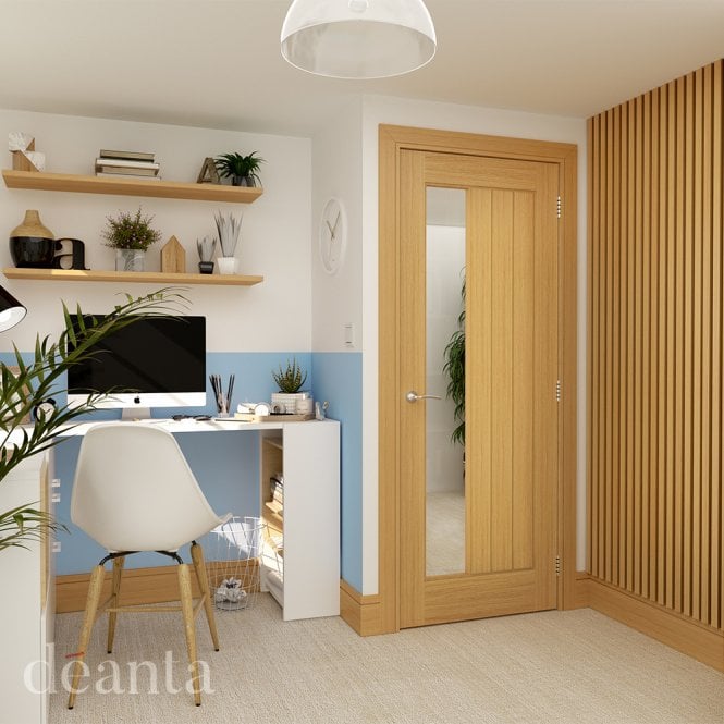 Deanta Ely Prefinished Oak Glazed Side 1 Lite Door