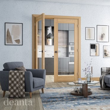 Ely Unfinished Oak Glazed 1 Lite Full Door