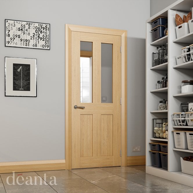 Deanta Eton Unfinished Oak Door 2 Lite Glazed Door
