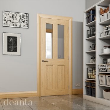 Eton Unfinished Oak Door 2 Lite Glazed Door