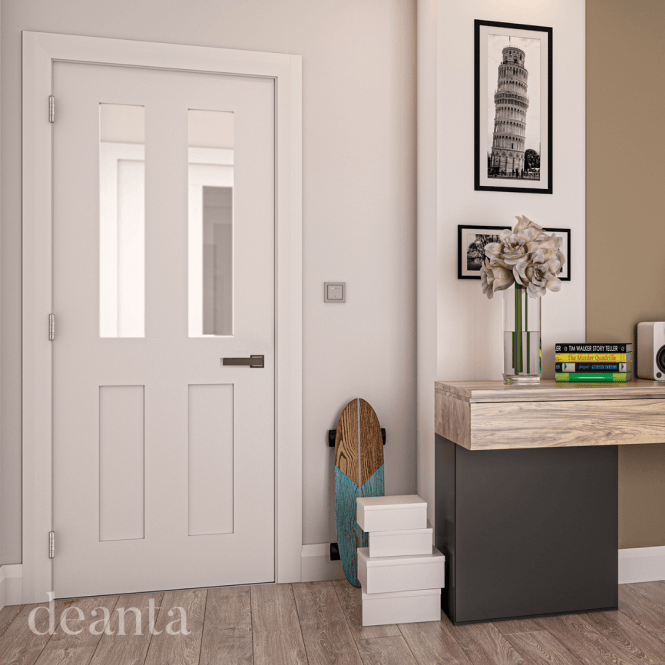 Deanta Eton White Primed 2 Lite Glazed Door