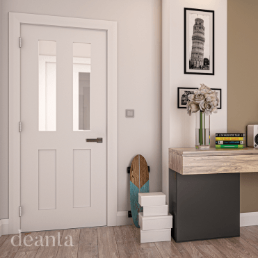 Eton White Primed 2 Lite Glazed Door