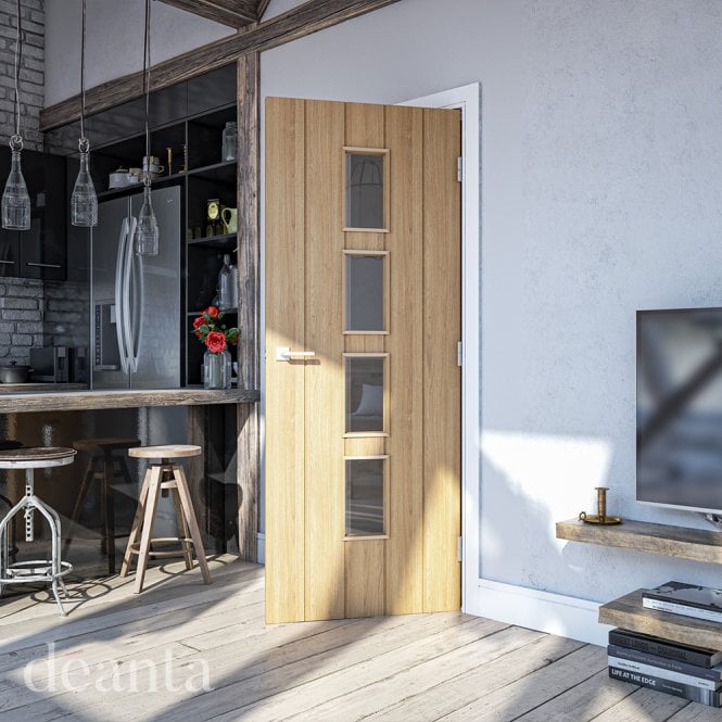 Deanta Galway Unfinished Oak 4 Lite Glazed Door