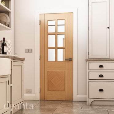 Kensington Prefinished Oak Bevelled 6 Lite Glaze Door