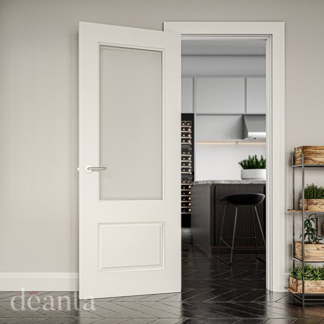 Deanta Madison White Primed Bevelled Glaze Door