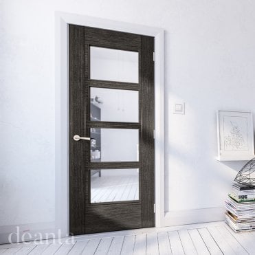 Montreal Dark Grey Ash 4 Lite Glazed Door