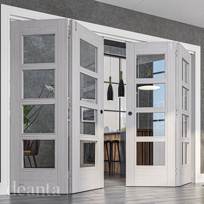 Deanta Montreal Light Grey Ash 4 Lite Glazed Door