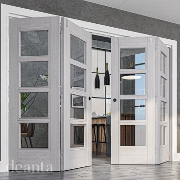 Montreal Light Grey Ash 4 Lite Glazed Door