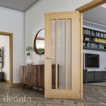 Norwich Unfinished Oak 3 Lite Bevelled Glaze Door