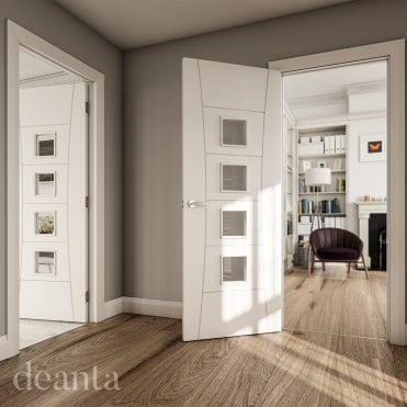 Pamplona White Primed Glazed Door