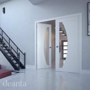 Ravello White Primed Glazed Door