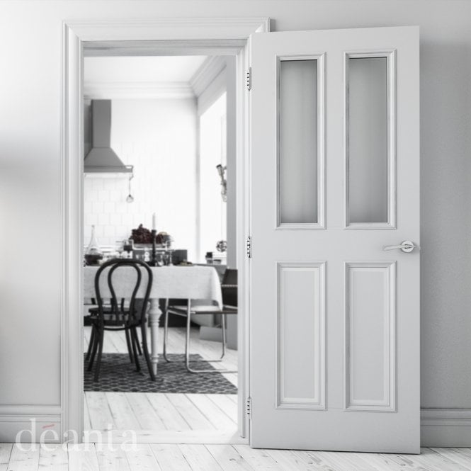 Deanta Rochester White Primed Glazed Door