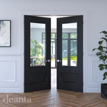 Sandringham Black Prefinished Bevelled Glaze Door
