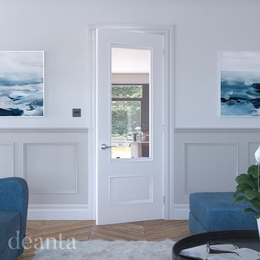Sandringham White Primed Bevelled Glaze Door