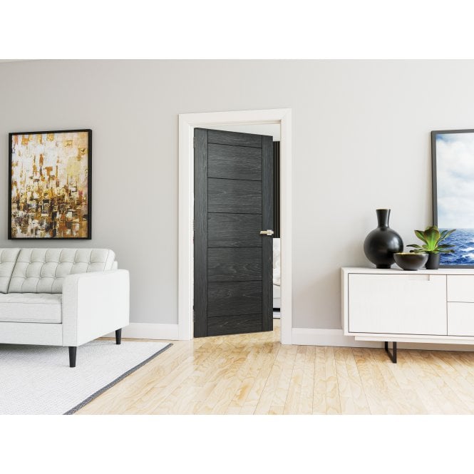Deanta Seville Brushed Black Oak Door