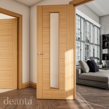 Seville Prefinished Oak Glazed 1 Lite Door