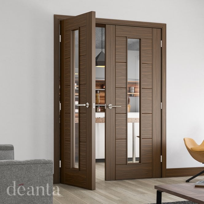 Deanta Seville Prefinished Walnut Glazed 1 Lite Door