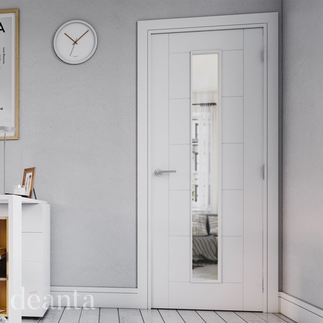 Deanta Seville White Primed Glazed 1 Lite Door