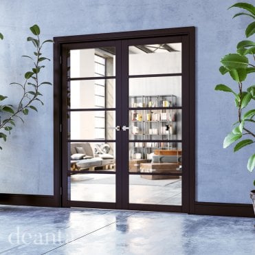 Shoreditch Black Prefinished Glazed Door