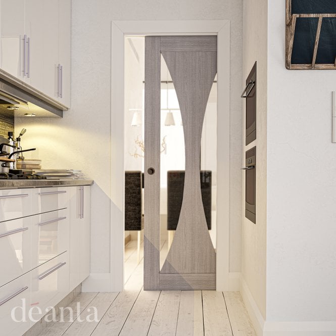 Deanta Sorrento Light Grey Ash 2 Lite Glazed Door